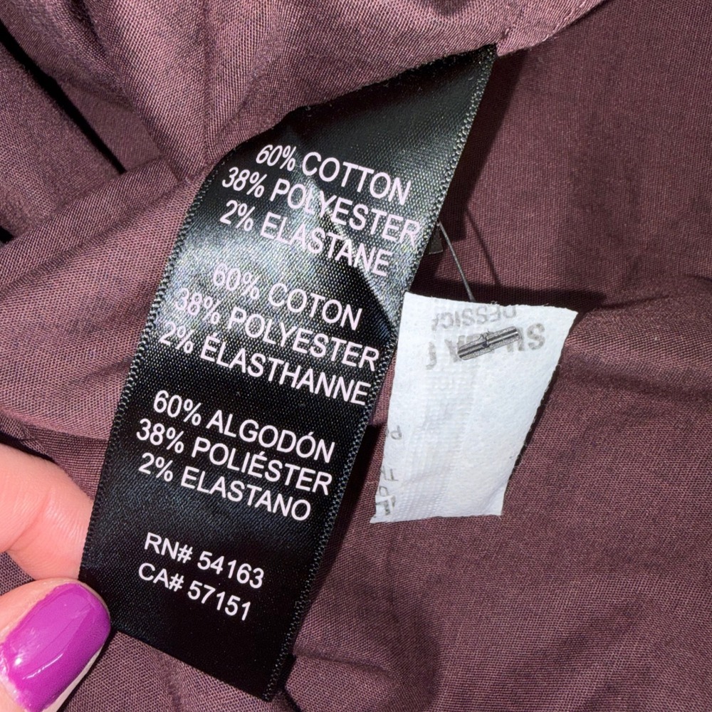 Karl Lagerfeld Paris Mens Large Burgundy Houndstooth Long Sleeve Button Down - Picture 7 of 7